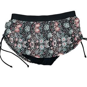 Swim By Cacique Size 16 Swim Bottoms Floral Mesh Ruched Side Swimwear Bikini
